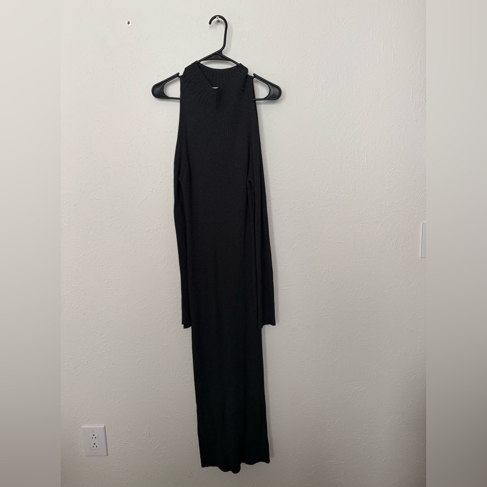 Astr The Label Cold Shoulder Mock Sweater Dress in Charcoal Size XL